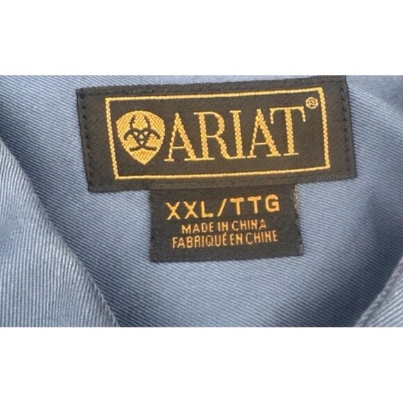 Ariat Men’s Blue Cotton Button Up Long Sleeve Shirt Sz XXL Casual Travel 2XL - Picture 7 of 10